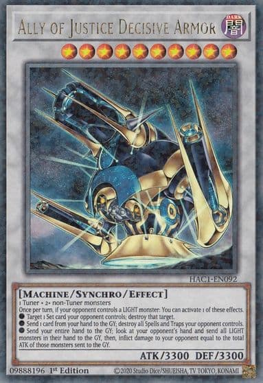Ally of Justice Decisive Armor Duel Terminal Hidden Arsenal: Chapter 1 Yu-Gi-Oh! card