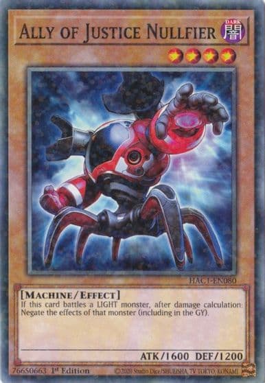 Ally of Justice Nullfier Duel Terminal Hidden Arsenal: Chapter 1 Yu-Gi-Oh! card