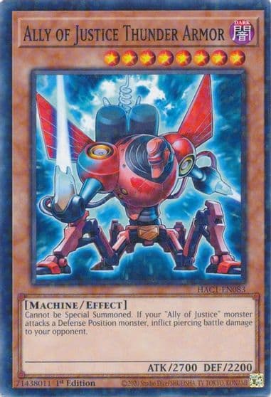 Ally of Justice Thunder Armor Duel Terminal Hidden Arsenal: Chapter 1 Yu-Gi-Oh! card