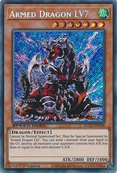 Armed Dragon LV7 Secret Rare Speed Duel GX: Duel Academy Box Yu-Gi-Oh! card