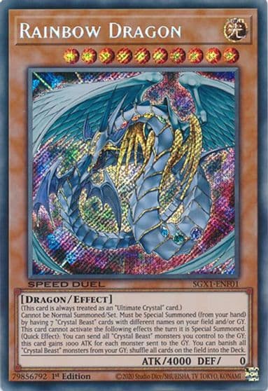 Rainbow Dragon Secret Rare Speed Duel GX: Duel Academy Box Yu-Gi-Oh! card