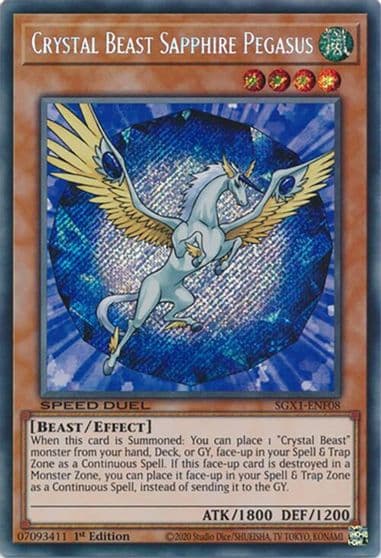 Crystal Beast Sapphire Pegasus Secret Rare Speed Duel GX: Duel Academy Box Yu-Gi-Oh! card