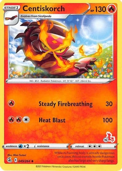 Centiskorch (#15 Cinderace Stamped) Battle Academy 2022 Pokemon card