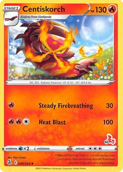 Centiskorch (#30 Cinderace Stamped) Battle Academy 2022 Pokemon card