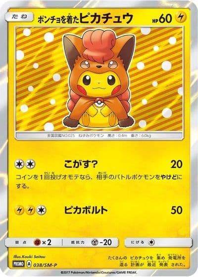 Poncho-wearing Pikachu SM Promos Pokemon card