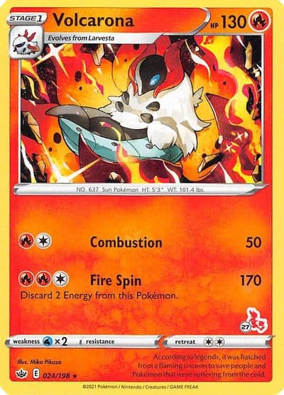 Volcarona (#27 Cinderace Stamped) Battle Academy 2022 Pokemon card