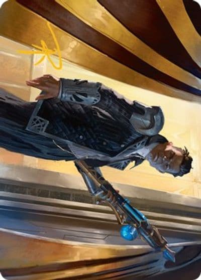 Backup Agent Art Card Gold Stamped Signature Art Series: Streets of New Capenna Magic card