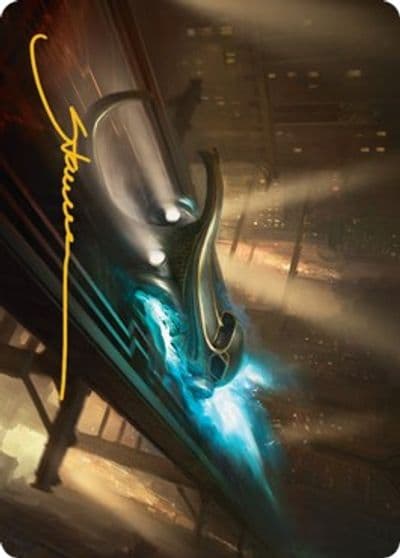 Run Out of Town Art Card Gold Stamped Signature Art Series: Streets of New Capenna Magic card