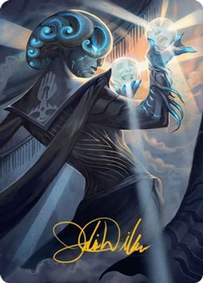Queza Augur of Agonies Art Card Gold Stamped Signature Art Series: Streets of New Capenna Magic card