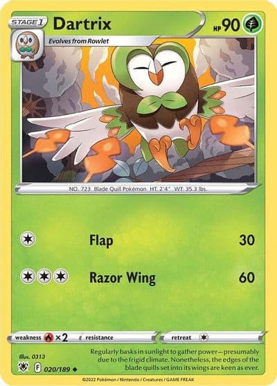 Dartrix SWSH10: Astral Radiance Pokemon card