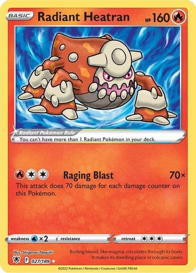 Radiant Heatran SWSH10: Astral Radiance Pokemon card