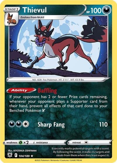 Thievul SWSH10: Astral Radiance Pokemon card