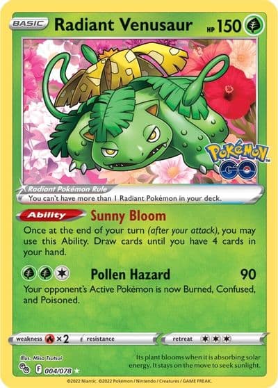 Radiant Venusaur Pokemon GO Pokemon card