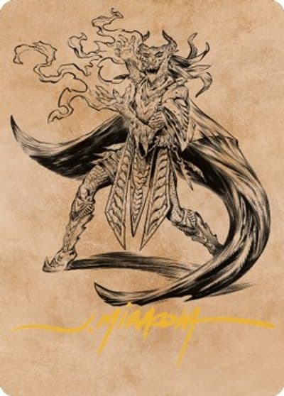 Livaan Cultist of Tiamat Art Card Gold Stamped Signature Art Series: Commander Legends: Battle for Baldur's Gate Magic card