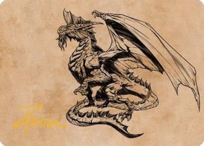 Ancient Silver Dragon Art Card 47 81 Gold Stamped Signature Art Series: Commander Legends: Battle for Baldur's Gate Magic card