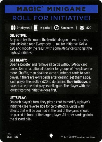 Magic Minigame Roll for Initiative Commander Legends: Battle for Baldur's Gate Magic card