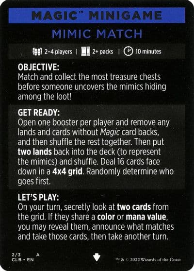 Magic Minigame Mimic Match Commander Legends: Battle for Baldur's Gate Magic card