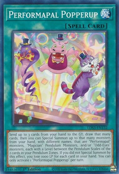 Performapal Popperup Legendary Duelists: Season 3 Yu-Gi-Oh! card