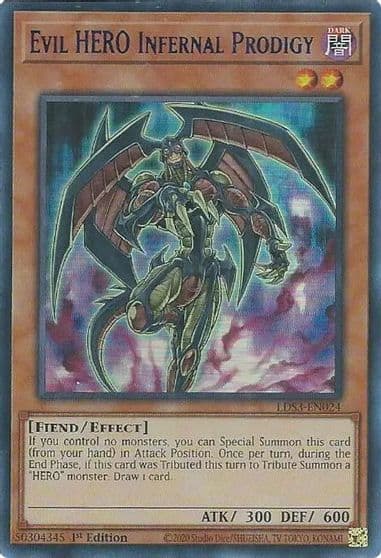 Evil HERO Infernal Prodigy Blue Legendary Duelists: Season 3 Yu-Gi-Oh! card