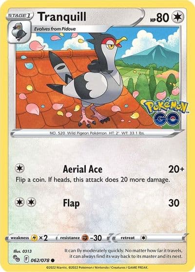 Tranquill Pokemon GO Pokemon card