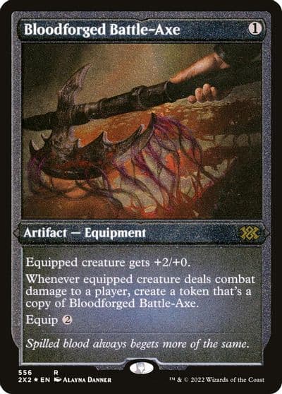 Bloodforged Battle Axe Foil Etched Double Masters 2022 Magic card