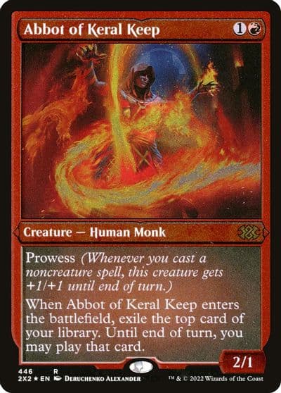 Abbot of Keral Keep Foil Etched Double Masters 2022 Magic card