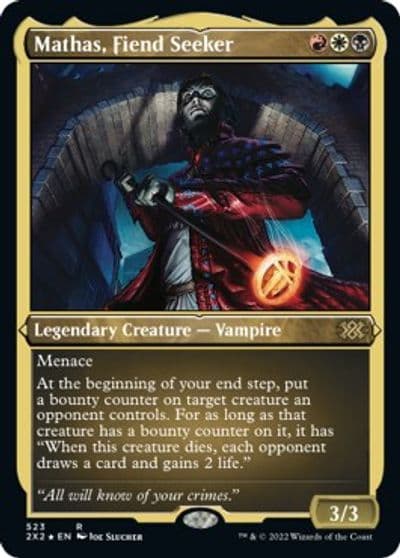 Mathas Fiend Seeker Foil Etched Double Masters 2022 Magic card