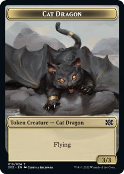 Cat Dragon Knight Double Sided Token Double Masters 2022 Magic card