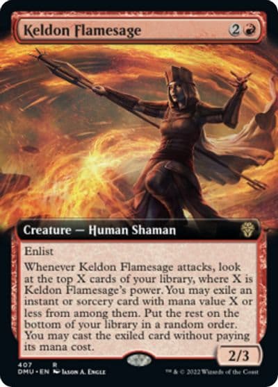 Keldon Flamesage Extended Art Dominaria United Magic card