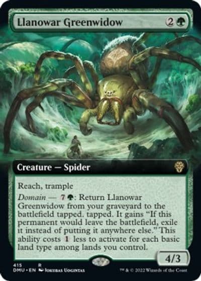 Llanowar Greenwidow Extended Art Dominaria United Magic card