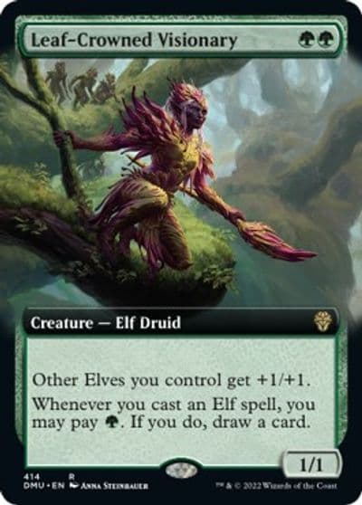 Leaf Crowned Visionary Extended Art Dominaria United Magic card