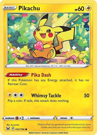 Pikachu SWSH11: Lost Origin Pokemon card