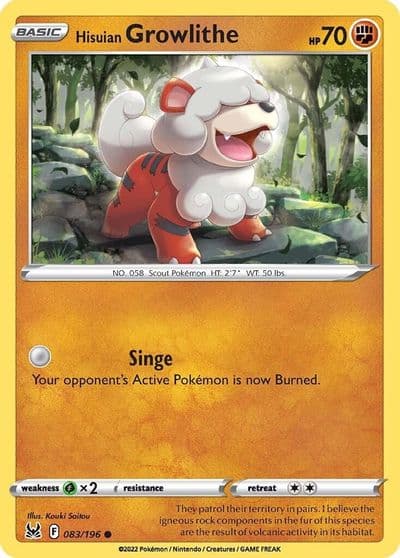 Hisuian Growlithe SWSH11: Lost Origin Pokemon card