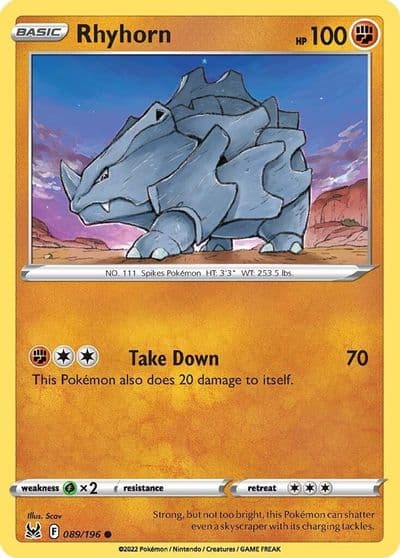 Rhyhorn SWSH11: Lost Origin Pokemon card