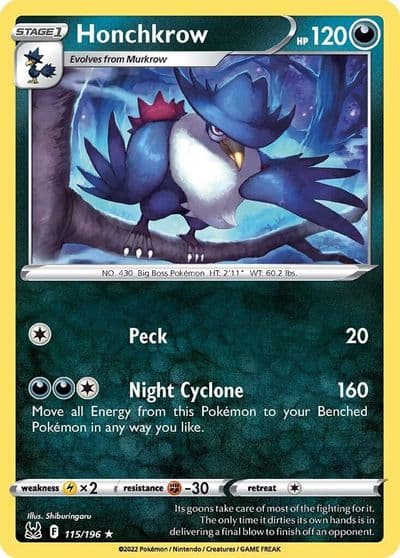 Honchkrow SWSH11: Lost Origin Pokemon card