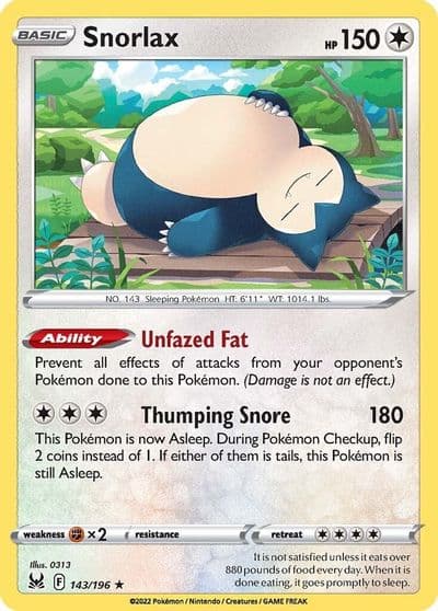 Snorlax SWSH11: Lost Origin Pokemon card