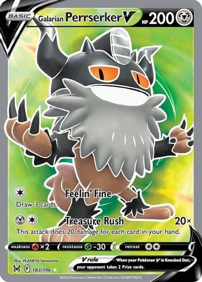 Galarian Perrserker V (Full Art) SWSH11: Lost Origin Pokemon card
