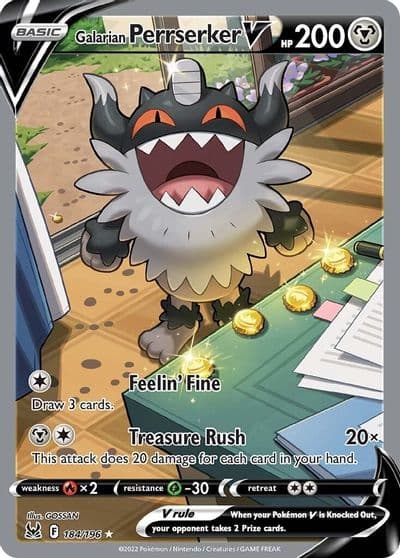 Galarian Perrserker V (Alternate Full Art) SWSH11: Lost Origin Pokemon card