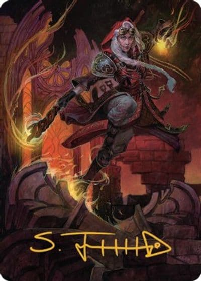 Jaya Fiery Negotiator Art Card 35 81 Gold Stamped Signature Art Series: Dominaria United Magic card