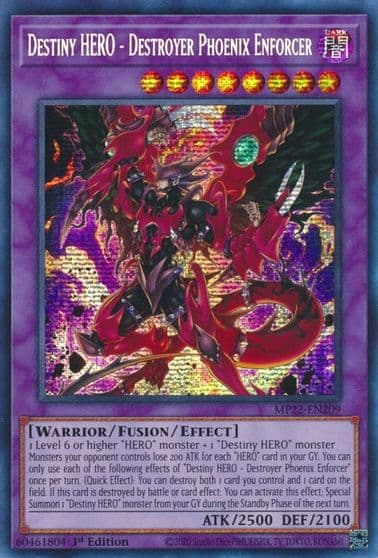 Destiny HERO Destroyer Phoenix Enforcer 2022 Tin of the Pharaoh's Gods Yu-Gi-Oh! card