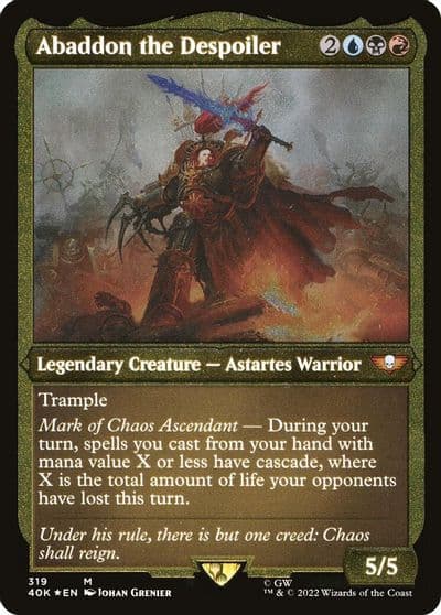 Abaddon the Despoiler Display Commander Foil Etched Thick Stock Universes Beyond: Warhammer 40,000 Magic card