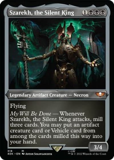 Szarekh the Silent King Display Commander Foil Etched Thick Stock Universes Beyond: Warhammer 40,000 Magic card