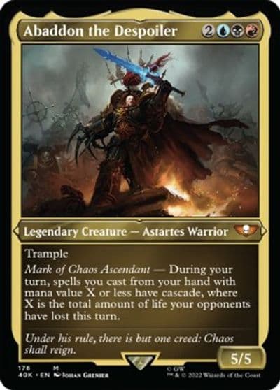 Abaddon the Despoiler Display Commander Surge Foil Thick Stock Universes Beyond: Warhammer 40,000 Magic card