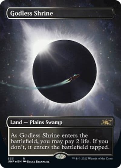 Godless Shrine Borderless Galaxy Foil Unfinity Magic card