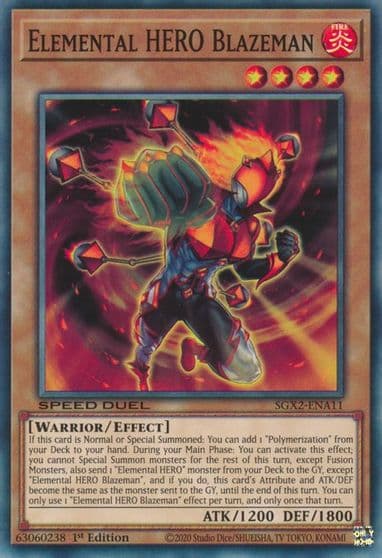 Elemental HERO Blazeman Speed Duel GX: Midterm Paradox Yu-Gi-Oh! card
