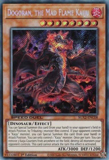 Dogoran the Mad Flame Kaiju Secret Rare Speed Duel GX: Midterm Paradox Yu-Gi-Oh! card