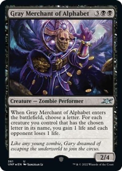 Gray Merchant of Alphabet Galaxy Foil Unfinity Magic card