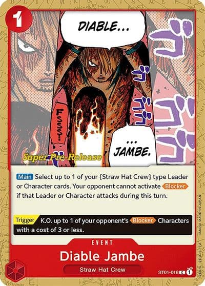Diable Jambe Super Pre-Release Starter Deck 1: Straw Hat Crew One Piece card