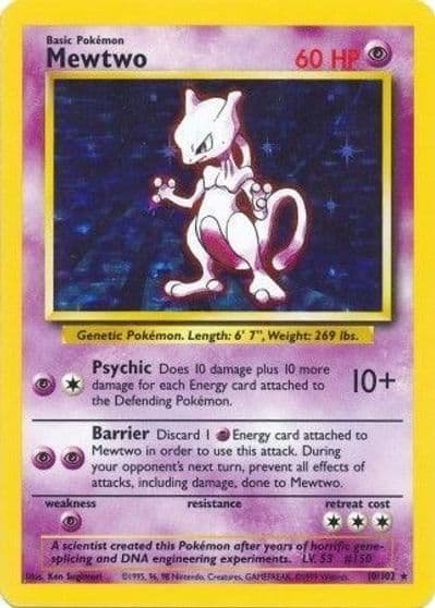 Mewtwo Base Set Pokemon card