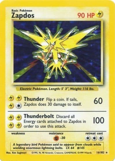 Zapdos Base Set Pokemon card